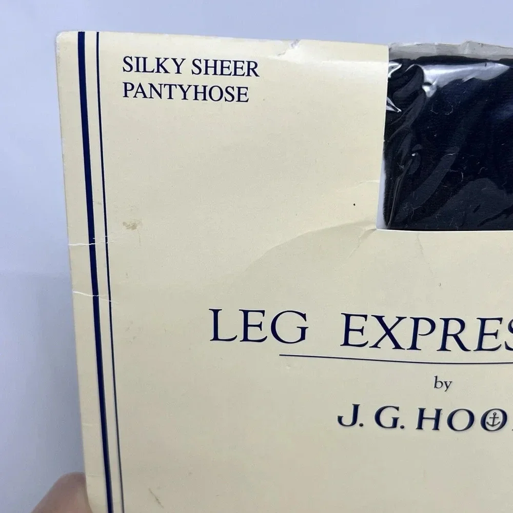 Vintage J.G. Hook Leg Expressions Silky Sheer Black Pantyhose Size‎ Queen Short